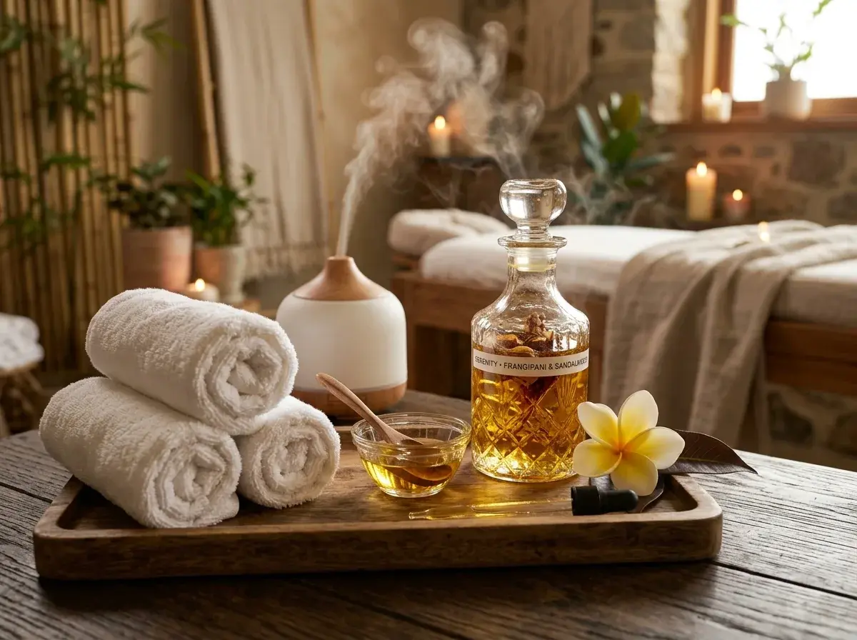 Illustrative aromatherapy massage wellness imagery